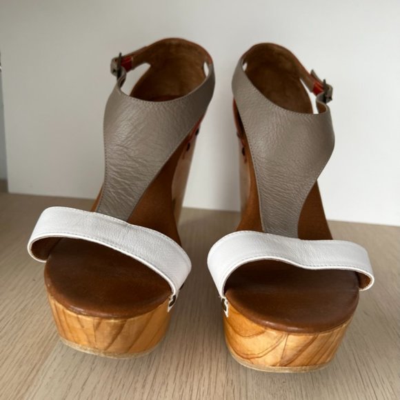 Cordani color-block platform high heel leather and wood clogs - Picture 5 of 10